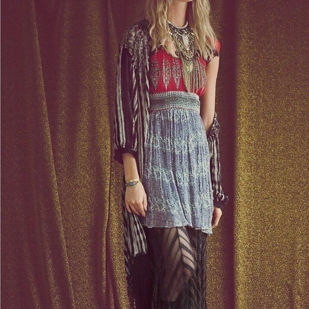 Rare Free People Flaming Hearts Dress Red Large